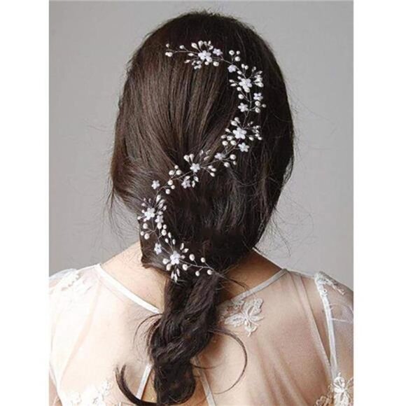 Flower Bride Wedding Hair Vine Crystal Bridal Headbands Flower Girls Headpiece - Picture 4 of 8